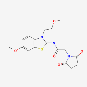 (Z)-2-(2,5-dioxopyrrolidin-1-yl)-N-(6-methoxy-3-(2-methoxyethyl)benzo[d]thiazol-2(3H)-ylidene)acetamide - 865161-66-6
