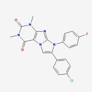 7-(4-chlorophenyl)-8-(4-fluorophenyl)-1,3-dimethyl-1H-imidazo[2,1-f]purine-2,4(3H,8H)-dione - 844457-88-1