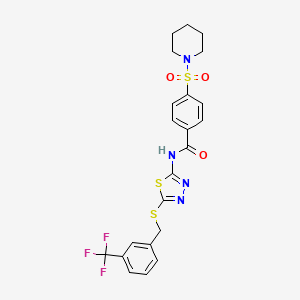 4-(piperidine-1-sulfonyl)-N-[5-({[3-(trifluoromethyl)phenyl]methyl}sulfanyl)-1,3,4-thiadiazol-2-yl]benzamide - 392302-44-2