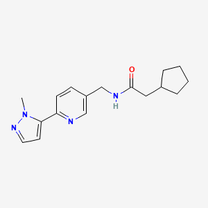 2-cyclopentyl-N-((6-(1-methyl-1H-pyrazol-5-yl)pyridin-3-yl)methyl)acetamide - 2034368-62-0