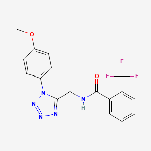 N-((1-(4-methoxyphenyl)-1H-tetrazol-5-yl)methyl)-2-(trifluoromethyl)benzamide - 897614-76-5