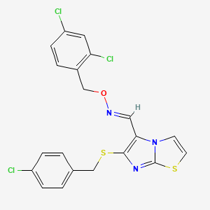 6-[(4-chlorobenzyl)sulfanyl]imidazo[2,1-b][1,3]thiazole-5-carbaldehyde O-(2,4-dichlorobenzyl)oxime - 338976-36-6