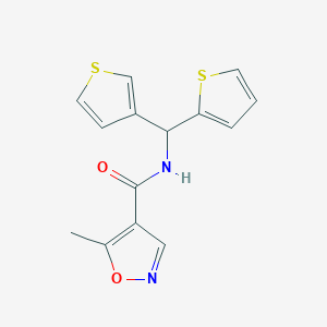 5-methyl-N-(thiophen-2-yl(thiophen-3-yl)methyl)isoxazole-4-carboxamide - 2034332-97-1