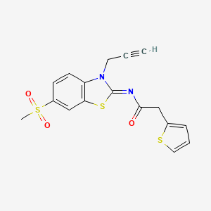 (E)-N-(6-(methylsulfonyl)-3-(prop-2-yn-1-yl)benzo[d]thiazol-2(3H)-ylidene)-2-(thiophen-2-yl)acetamide - 1005958-72-4