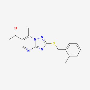 1-{7-Methyl-2-[(2-methylbenzyl)thio][1,2,4]triazolo[1,5-a]pyrimidin-6-yl}ethanone - 879044-17-4