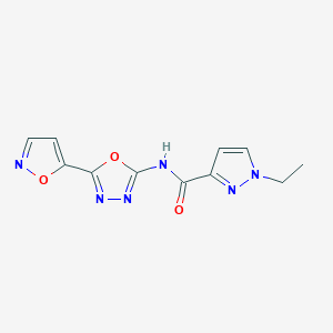1-ethyl-N-(5-(isoxazol-5-yl)-1,3,4-oxadiazol-2-yl)-1H-pyrazole-3-carboxamide - 1170141-56-6