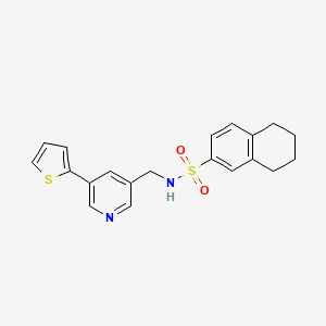 N-((5-(thiophen-2-yl)pyridin-3-yl)methyl)-5,6,7,8-tetrahydronaphthalene-2-sulfonamide - 2034487-59-5
