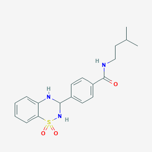 4-(1,1-dioxo-3,4-dihydro-2H-1lambda6,2,4-benzothiadiazin-3-yl)-N-(3-methylbutyl)benzamide - 1021221-22-6