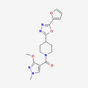(4-(5-(furan-2-yl)-1,3,4-oxadiazol-2-yl)piperidin-1-yl)(3-methoxy-1-methyl-1H-pyrazol-4-yl)methanone - 1210962-10-9