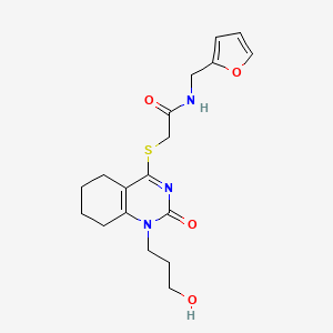 N-(furan-2-ylmethyl)-2-((1-(3-hydroxypropyl)-2-oxo-1,2,5,6,7,8-hexahydroquinazolin-4-yl)thio)acetamide - 899974-01-7