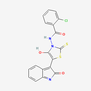 (Z)-2-chloro-N-(4-oxo-5-(2-oxoindolin-3-ylidene)-2-thioxothiazolidin-3-yl)benzamide - 300818-98-8