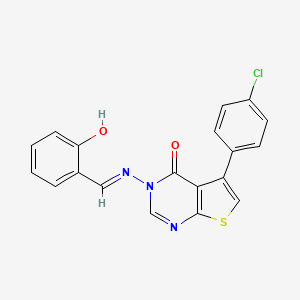 (E)-5-(4-chlorophenyl)-3-((2-hydroxybenzylidene)amino)thieno[2,3-d]pyrimidin-4(3H)-one - 329709-16-2