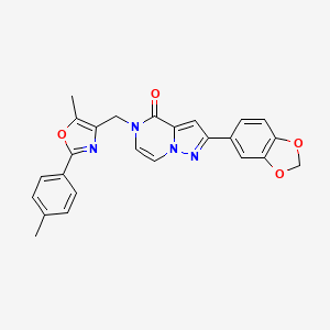 2-(2H-1,3-benzodioxol-5-yl)-5-{[5-methyl-2-(4-methylphenyl)-1,3-oxazol-4-yl]methyl}-4H,5H-pyrazolo[1,5-a]pyrazin-4-one - 1358793-99-3