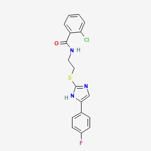 2-chloro-N-(2-((5-(4-fluorophenyl)-1H-imidazol-2-yl)thio)ethyl)benzamide - 897456-07-4