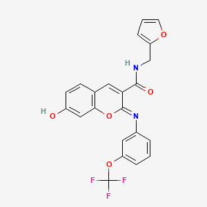 (2Z)-N-(furan-2-ylmethyl)-7-hydroxy-2-{[3-(trifluoromethoxy)phenyl]imino}-2H-chromene-3-carboxamide - 1327171-26-5