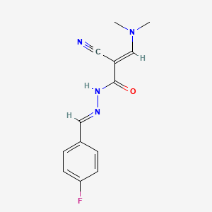 2-cyano-3-(dimethylamino)-N'-[(4-fluorophenyl)methylene]acrylohydrazide - 343376-04-5