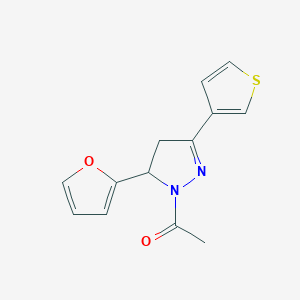 1-(5-(furan-2-yl)-3-(thiophen-3-yl)-4,5-dihydro-1H-pyrazol-1-yl)ethanone - 1808706-74-2