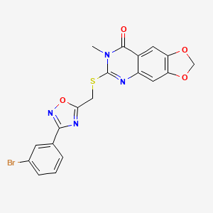 6-({[3-(3-bromophenyl)-1,2,4-oxadiazol-5-yl]methyl}sulfanyl)-7-methyl-2H,7H,8H-[1,3]dioxolo[4,5-g]quinazolin-8-one - 1112026-28-4