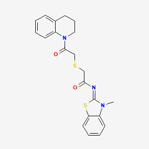 (Z)-2-((2-(3,4-dihydroquinolin-1(2H)-yl)-2-oxoethyl)thio)-N-(3-methylbenzo[d]thiazol-2(3H)-ylidene)acetamide - 851717-26-5