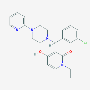 3-((3-chlorophenyl)(4-(pyridin-2-yl)piperazin-1-yl)methyl)-1-ethyl-4-hydroxy-6-methylpyridin-2(1H)-one - 897734-51-9