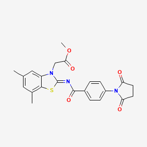 (Z)-methyl 2-(2-((4-(2,5-dioxopyrrolidin-1-yl)benzoyl)imino)-5,7-dimethylbenzo[d]thiazol-3(2H)-yl)acetate - 1322259-53-9