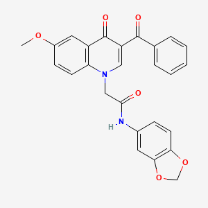 2-(3-benzoyl-6-methoxy-4-oxo-1,4-dihydroquinolin-1-yl)-N-(2H-1,3-benzodioxol-5-yl)acetamide - 902278-71-1