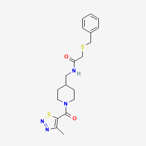 2-(benzylthio)-N-((1-(4-methyl-1,2,3-thiadiazole-5-carbonyl)piperidin-4-yl)methyl)acetamide - 1235639-27-6