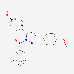 1-(adamantane-1-carbonyl)-3,5-bis(4-methoxyphenyl)-4,5-dihydro-1H-pyrazole - 330662-83-4