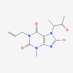 8-bromo-3-methyl-7-(3-oxobutan-2-yl)-1-(prop-2-en-1-yl)-2,3,6,7-tetrahydro-1H-purine-2,6-dione - 1021029-85-5