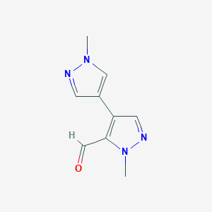 2-Methyl-4-(1-methylpyrazol-4-yl)pyrazole-3-carbaldehyde - 2012775-97-0