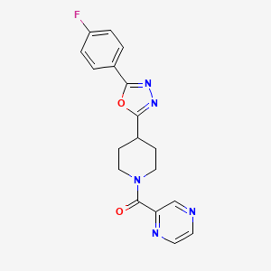 (4-(5-(4-Fluorophenyl)-1,3,4-oxadiazol-2-yl)piperidin-1-yl)(pyrazin-2-yl)methanone - 1210210-53-9