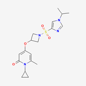 1-cyclopropyl-4-((1-((1-isopropyl-1H-imidazol-4-yl)sulfonyl)azetidin-3-yl)oxy)-6-methylpyridin-2(1H)-one - 2034388-84-4