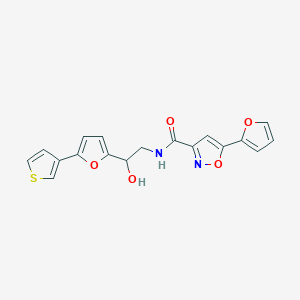 5-(furan-2-yl)-N-(2-hydroxy-2-(5-(thiophen-3-yl)furan-2-yl)ethyl)isoxazole-3-carboxamide - 2034344-19-7