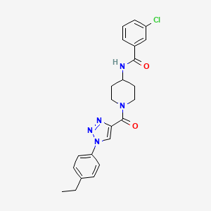 3-chloro-N-(1-(1-(4-ethylphenyl)-1H-1,2,3-triazole-4-carbonyl)piperidin-4-yl)benzamide - 1251592-17-2