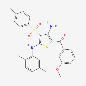 N2-(2,5-dimethylphenyl)-5-(3-methoxybenzoyl)-3-(4-methylbenzenesulfonyl)thiophene-2,4-diamine - 1115520-33-6