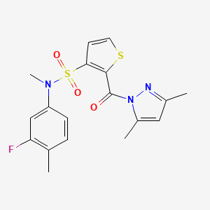2-(3,5-dimethyl-1H-pyrazole-1-carbonyl)-N-(3-fluoro-4-methylphenyl)-N-methylthiophene-3-sulfonamide - 1189731-79-0