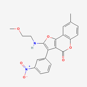 2-((2-methoxyethyl)amino)-8-methyl-3-(3-nitrophenyl)-4H-furo[3,2-c]chromen-4-one - 923676-73-7