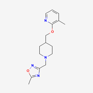 3-Methyl-2-({1-[(5-methyl-1,2,4-oxadiazol-3-yl)methyl]piperidin-4-yl}methoxy)pyridine - 2202167-07-3
