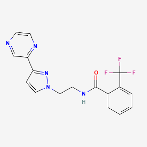 N-(2-(3-(pyrazin-2-yl)-1H-pyrazol-1-yl)ethyl)-2-(trifluoromethyl)benzamide - 2034290-17-8