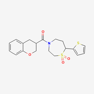 Chroman-3-yl(1,1-dioxido-7-(thiophen-2-yl)-1,4-thiazepan-4-yl)methanone - 2034382-27-7