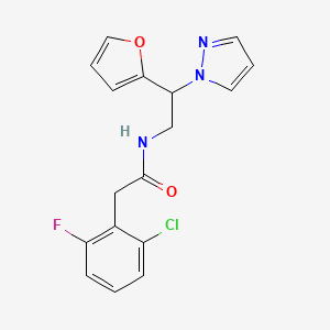 2-(2-chloro-6-fluorophenyl)-N-(2-(furan-2-yl)-2-(1H-pyrazol-1-yl)ethyl)acetamide - 2034593-63-8