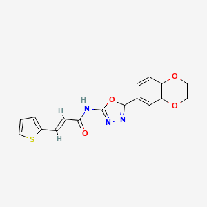 (2E)-N-[5-(2,3-dihydro-1,4-benzodioxin-6-yl)-1,3,4-oxadiazol-2-yl]-3-(thiophen-2-yl)prop-2-enamide - 851094-59-2