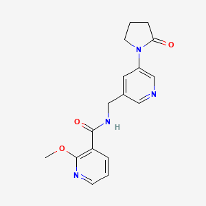 2-methoxy-N-((5-(2-oxopyrrolidin-1-yl)pyridin-3-yl)methyl)nicotinamide - 2034585-39-0