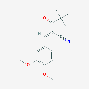 (2E)-2-[(3,4-dimethoxyphenyl)methylidene]-4,4-dimethyl-3-oxopentanenitrile - 215361-40-3