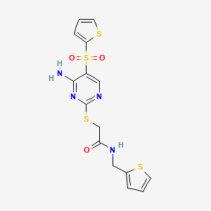 2-{[4-amino-5-(thiophene-2-sulfonyl)pyrimidin-2-yl]sulfanyl}-N-[(thiophen-2-yl)methyl]acetamide - 1242969-04-5