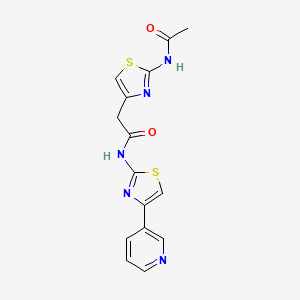 2-(2-acetamidothiazol-4-yl)-N-(4-(pyridin-3-yl)thiazol-2-yl)acetamide - 1235648-95-9