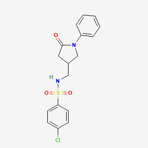 4-chloro-N-((5-oxo-1-phenylpyrrolidin-3-yl)methyl)benzenesulfonamide - 955253-74-4