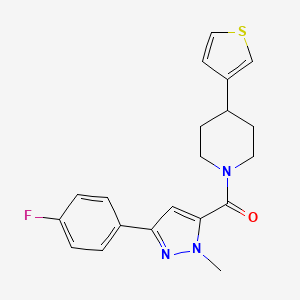 (3-(4-fluorophenyl)-1-methyl-1H-pyrazol-5-yl)(4-(thiophen-3-yl)piperidin-1-yl)methanone - 1396811-77-0