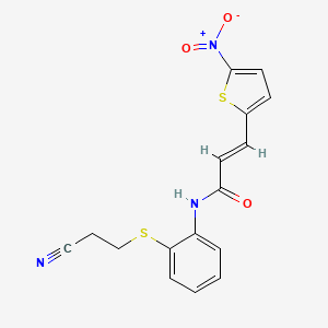 (E)-N-(2-((2-cyanoethyl)thio)phenyl)-3-(5-nitrothiophen-2-yl)acrylamide - 477498-32-1