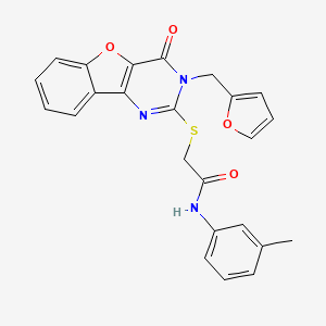 2-({5-[(furan-2-yl)methyl]-6-oxo-8-oxa-3,5-diazatricyclo[7.4.0.0^{2,7}]trideca-1(9),2(7),3,10,12-pentaen-4-yl}sulfanyl)-N-(3-methylphenyl)acetamide - 902903-85-9